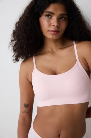 Ribbed Micro Bonding Pembe Üst