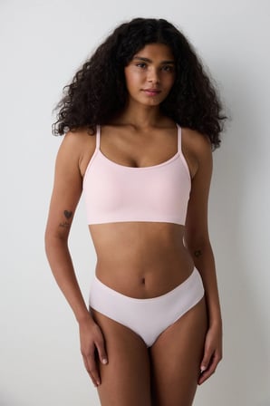 Ribbed Micro Bonding Pembe Üst