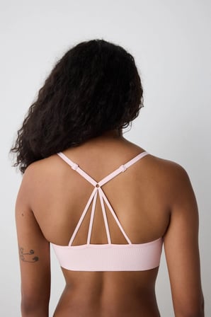 Ribbed Micro Bonding Pembe Üst