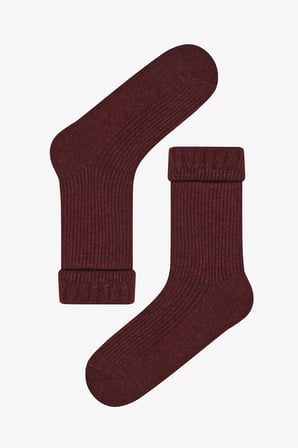 Warm Folded Bordo Soket Çorap