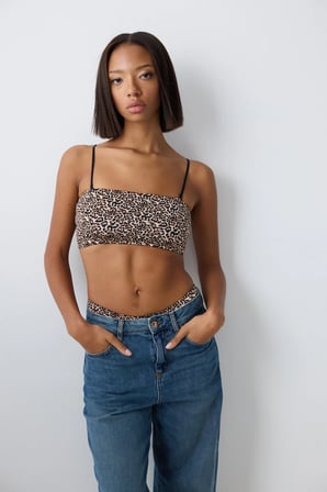 Leopard Bandeau Çok Renkli Üst