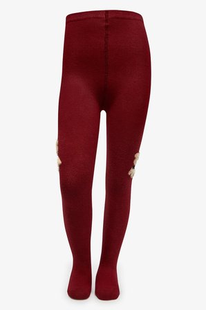 Kız Çocuk Pretty Teddy Bear Bordo Külotlu Çorap