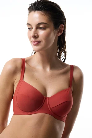 Tarçın Rengi Plus Push up Balenli Balconette Bikini Üstü