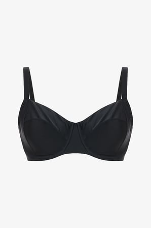 Siyah Plus Push up Balenli Balconette Bikini Üstü