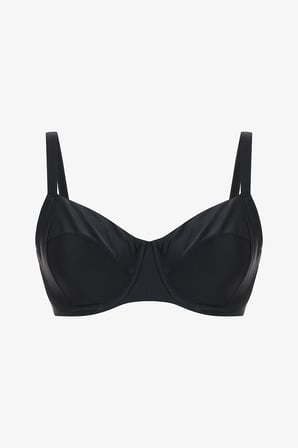 Siyah Plus Push up Balenli Balconette Bikini Üstü