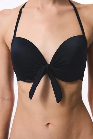 Siyah Cup Push Up Balenli Bikini Üstü