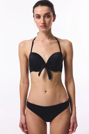 Siyah Cup Push Up Balenli Bikini Üstü