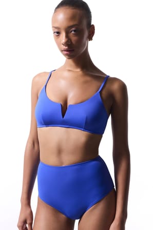 Koyu Mavi V Kesimli  Bikini Üstü