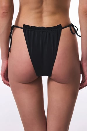 Siyah Super Frill Bağlamalı Düşük Bel Bikini Altı