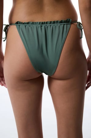 Haki Super Frill Bağlamalı Düşük Bel Bikini Altı