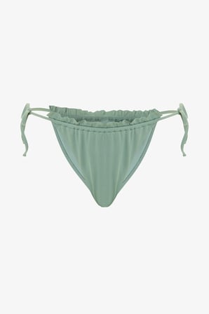 Haki Super Frill Bağlamalı Düşük Bel Bikini Altı