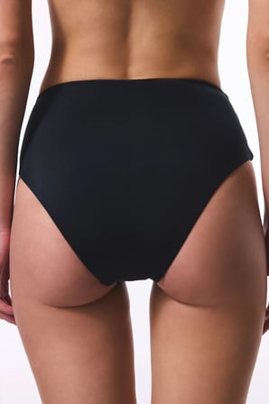 Siyah High Shirred Bikini Altı