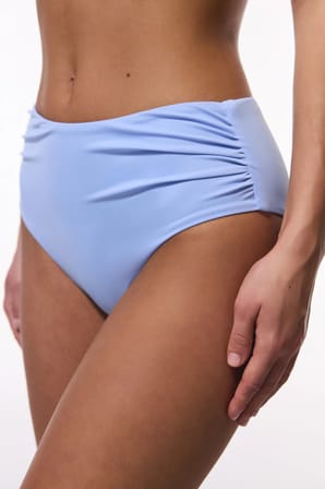 Açık Mavi High Shirred Yüksek Bel Bikini Altı