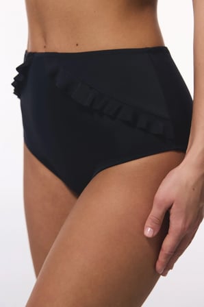 Siyah New High Ruffle Yüksek Bel Bikini Altı