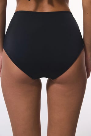 Siyah New High Ruffle Yüksek Bel Bikini Altı