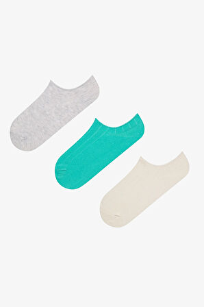 Ribbed Gri-Mint Sneaker Çorap