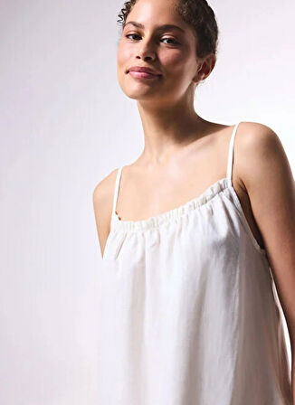 Penti Düz Yaka Beyaz Diz Altı Kadın Elbise PLXQGTGX25IY