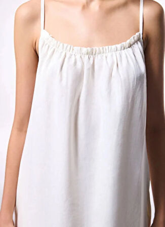 Penti Düz Yaka Beyaz Diz Altı Kadın Elbise PLXQGTGX25IY