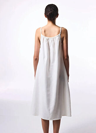 Penti Düz Yaka Beyaz Diz Altı Kadın Elbise PLXQGTGX25IY