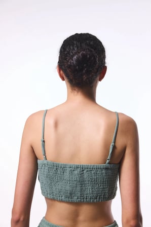 Kio Müslin V Yaka Crop Top Üst