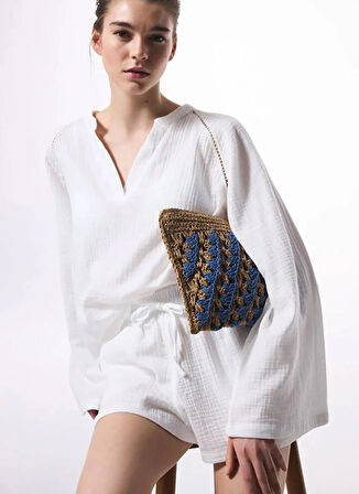 Penti Normal V Yaka Beyaz Kadın Gömlek PLP7TPSA25IY