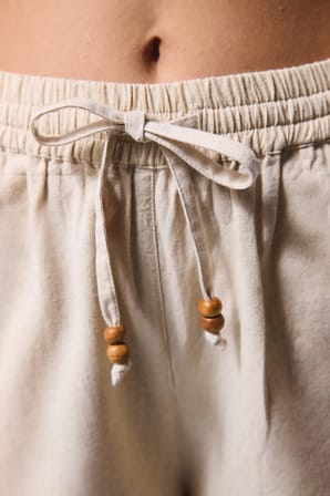 Bej Boho Keten Pantolon