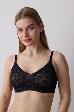 Tattoo Effect Lace Invisible Bonding Siyah Sütyen