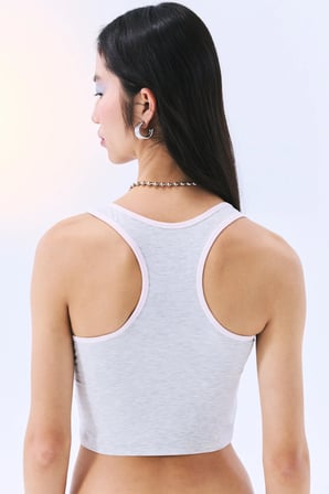 Remoable Padded Racer Back Crop Açık Gri Üst - Stitch Koleksiyonu 