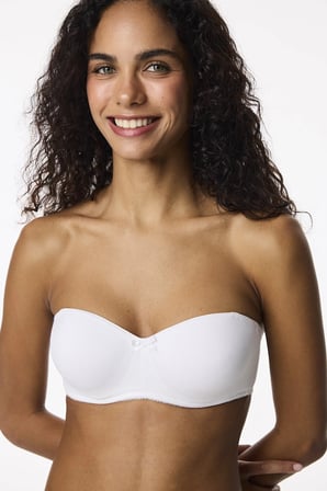 Beyaz Toparlayıcı Dolgusuz Straplez Lotus Balenli Sütyen