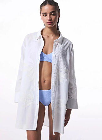 Penti Normal Gömlek Yaka Beyaz Kadın Gömlek PL857XU125IY