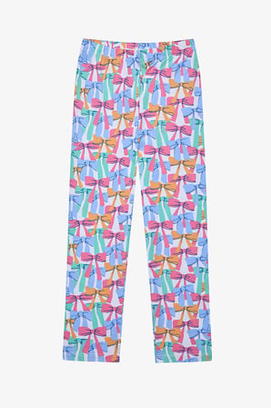 Kız Çocuk Colorful Bows Pamuklu Gömlek Kırık Beyaz Pijama Takımı