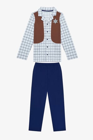 Erkek Çocuk Sheriff Gömlek Pamuklu Çok Renkli Pijama Takımı