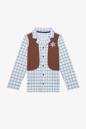 Erkek Çocuk Sheriff Gömlek Pamuklu Çok Renkli Pijama Takımı