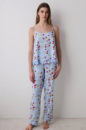 Strawberries Chally Açık Mavi Atlet Pijama Üstü