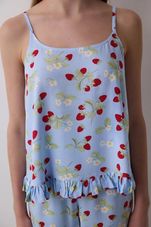 Strawberries Chally Açık Mavi Atlet Pijama Üstü