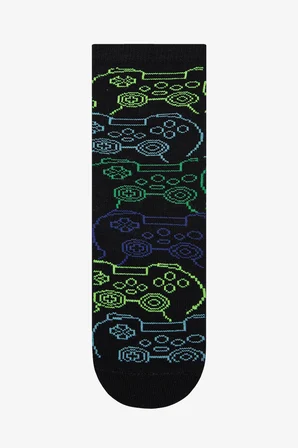 Erkek Çocuk Gamer Siyah 4lü Soket Çorap