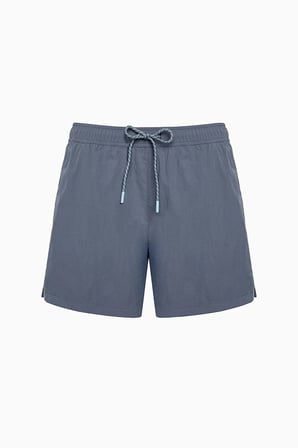 Gri Stripe Detail Çizgili Erkek Deniz Şortu