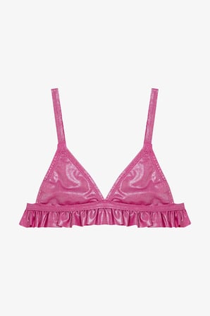 Pembe Kız Çocuk Shiny Üçgen Bikini Takımı