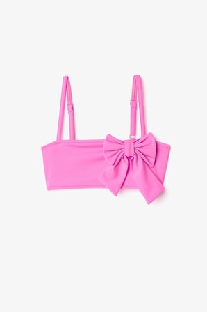 Pembe Kız Çocuk Fiyonklu Bandeau Bikini Takımı