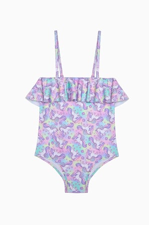 Kız Çocuk Sweet Unicorn Fırfırlı Straplez Mayo