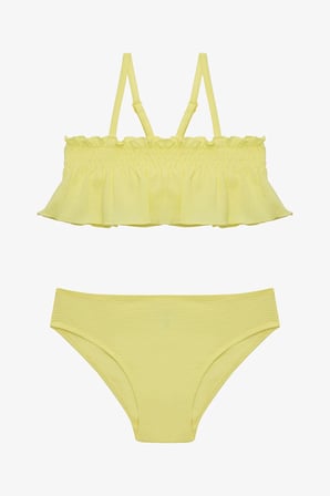 Sarı Kız Çocuk Lilly Lemon Fırfırlı Bandeau Bikini Takımı