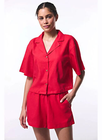 Penti Normal Gömlek Yaka Kırmızı Kadın Gömlek PL5443T425IY