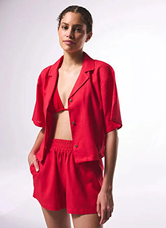 Penti Normal Gömlek Yaka Kırmızı Kadın Gömlek PL5443T425IY