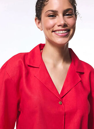 Penti Normal Gömlek Yaka Kırmızı Kadın Gömlek PL5443T425IY