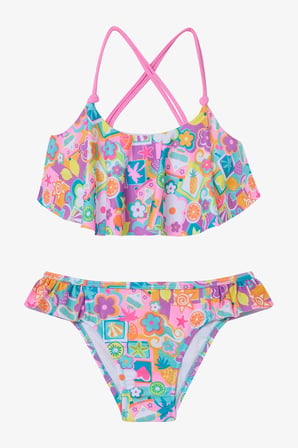 Kız Çocuk Holiday Mode Fırfırlı Bandeau Bikini Takımı