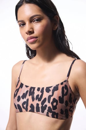Clove Minimal Kesim Leopar Desenli Bikini Üstü