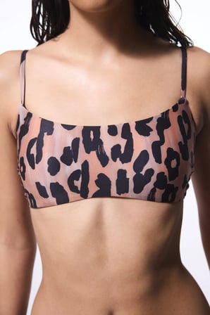 Clove Minimal Kesim Leopar Desenli Bikini Üstü