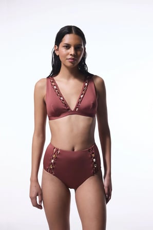 Açık Kahverengi Astrid Deep V Kesim Bikini Üstü