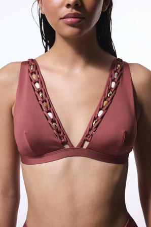 Açık Kahverengi Astrid Deep V Kesim Bikini Üstü