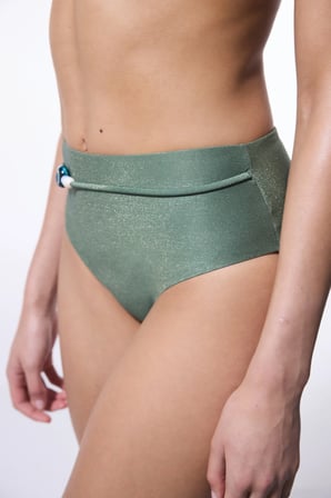 Yeşil Boncuklu Yüksek Bel Bikini Altı